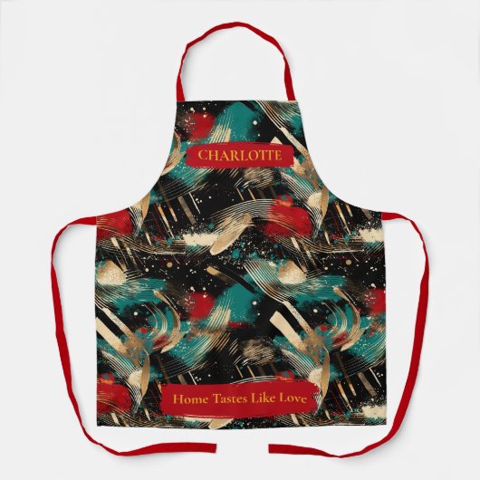 Winter Abstracte Brushstroke Schort met aangepaste (Voorkant)