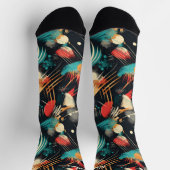 Winter Abstracte Sokken in Blauwgroen, goud en roo (Top)