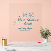 Winter Adventure awaits baby shower blue snowflake Acryl Bord (Huwelijk)