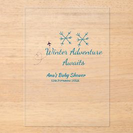 Winter Adventure awaits baby shower blue snowflake Acryl Uitnodigingen