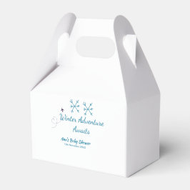 Winter Adventure awaits baby shower blue snowflake Bedankdoosjes