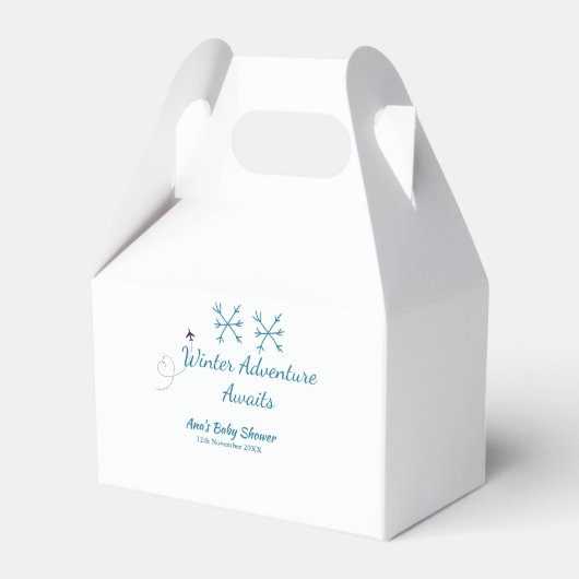 Winter Adventure awaits baby shower blue snowflake Bedankdoosjes (Voorkant Zijde)