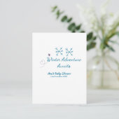 Winter Adventure awaits baby shower blue snowflake Briefkaart (Staand voorkant)