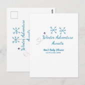 Winter Adventure awaits baby shower blue snowflake Briefkaart (Voorkant / Achterkant)