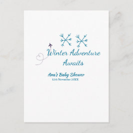 Winter Adventure awaits baby shower blue snowflake Briefkaart