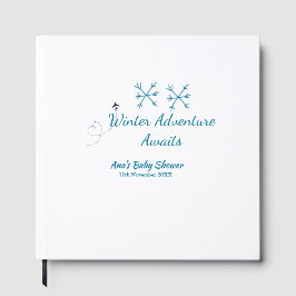 Winter Adventure awaits baby shower blue snowflake Gastenboek