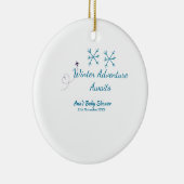 Winter Adventure awaits baby shower blue snowflake Keramisch Ornament (Rechts)