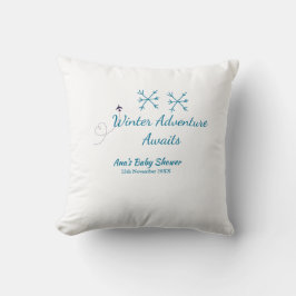 Winter Adventure awaits baby shower blue snowflake Kussen