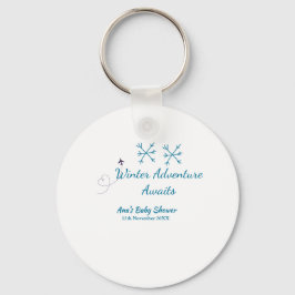 Winter Adventure awaits baby shower blue snowflake Sleutelhanger
