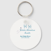 Winter Adventure awaits baby shower blue snowflake Sleutelhanger (Achterkant)