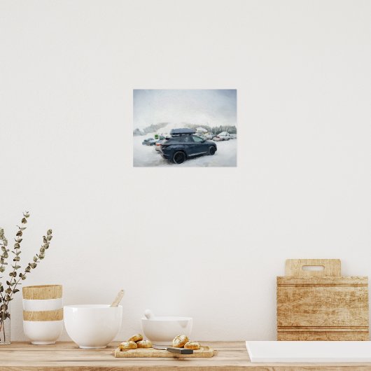 Winter Adventure Parking Scene Poster (Keuken)