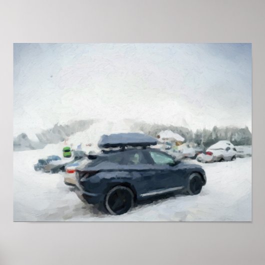 Winter Adventure Parking Scene Poster (Voorkant)