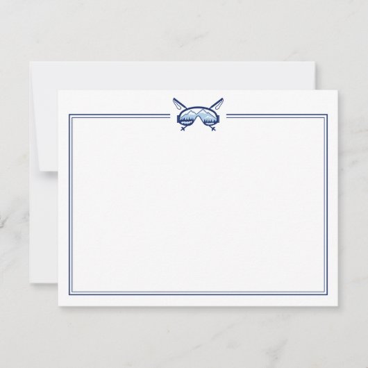 Winter Adventure Stationery Elegant Ski Bedankkaart (Voorkant)