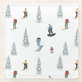 Winter afdaling patroon glazen onderzetter (Voorkant)