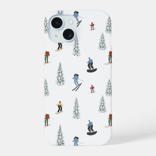 Winter afdaling patroon iPhone 15 case (Achterkant)