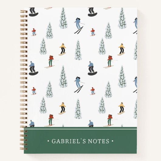 Winter afdaling patroon | Jouw namen toevoegen Notitieboek (Voorkant)