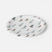 Winter afdaling patroon papieren bordje (Gekanteld)