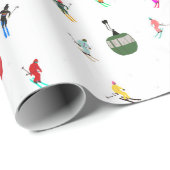 Winter afdaling skiërs Skipatroon Cadeaupapier (Rol Hoek)