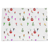 Winter afdaling skiërs Skipatroon Groot Cadeauzakje (Voorkant)