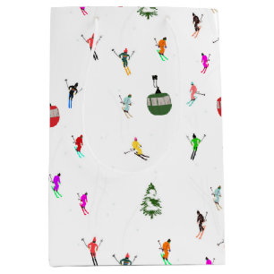 Winter afdaling skiërs Skipatroon Medium Cadeauzakje