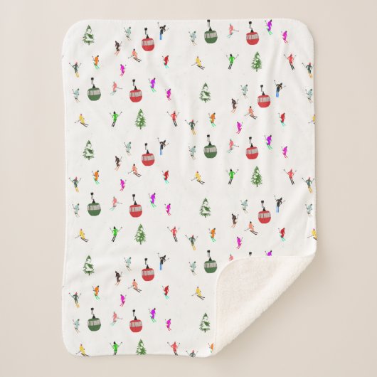 Winter afdaling skiërs Skipatroon Sherpa Deken (Voorkant)