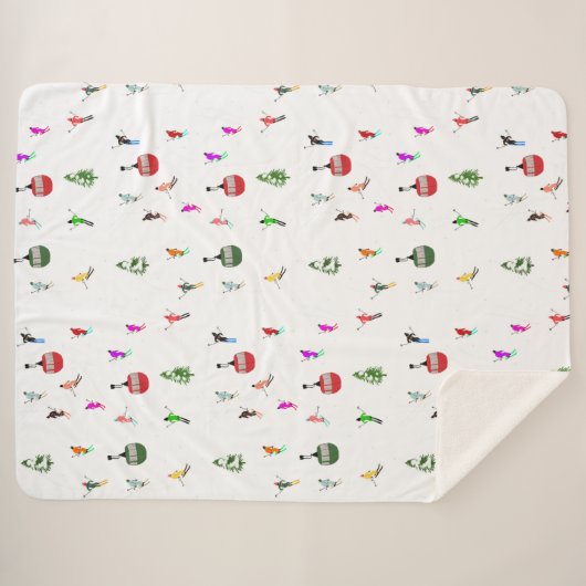 Winter afdaling skiërs Skipatroon Sherpa Deken (Voorkant (horizontaal))