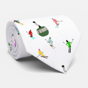 Winter afdaling skiërs Skipatroon Stropdas