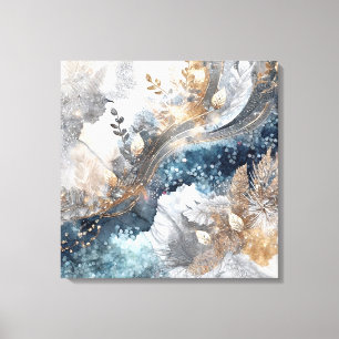Winter Alcohol Ink Art Wrapped Canvas Afdruk