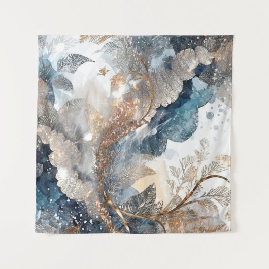 Winter Alcohol Ink Kunst Tapestry Wandkleed (Voorkant (horizontaal))
