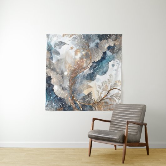 Winter Alcohol Ink Kunst Tapestry Wandkleed (In Situ (horizontaal))