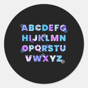 Winter Alfabet Abc's Kleuterleraar Kinderen Ronde Sticker