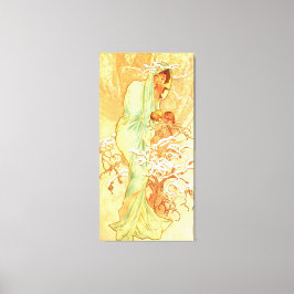Winter Alfons Mucha Art Nouveau Canvas Afdruk