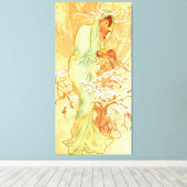 Winter Alfons Mucha Art Nouveau Canvas Afdruk (Insitu (Houten vloer))