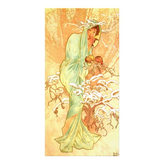 Winter Alfons Mucha Art Nouveau Foto Afdruk (Voorkant)