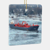 Winter Algoterra Great Lakes vrachtschip Keramisch Ornament (Rechts)