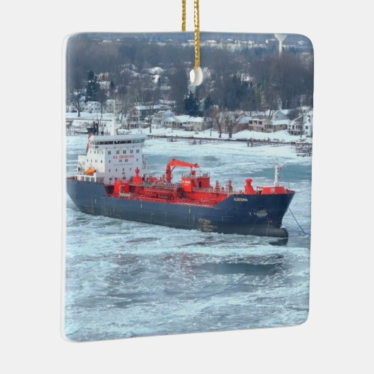 Winter Algoterra Great Lakes vrachtschip Keramisch Ornament (Rechts)