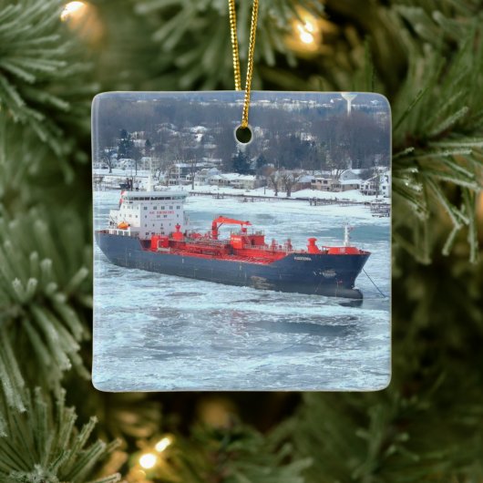 Winter Algoterra Great Lakes vrachtschip Keramisch Ornament (Boom)