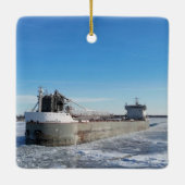 Winter Algoterra Great Lakes vrachtschip Keramisch Ornament (Achterkant)