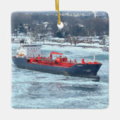 Winter Algoterra Great Lakes vrachtschip Keramisch Ornament (Voorkant)