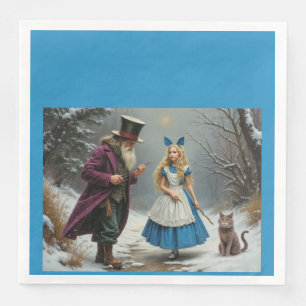 Winter Alice blauw dinerpapier servetten