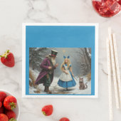 Winter Alice blauw dinerpapier servetten (Insitu)