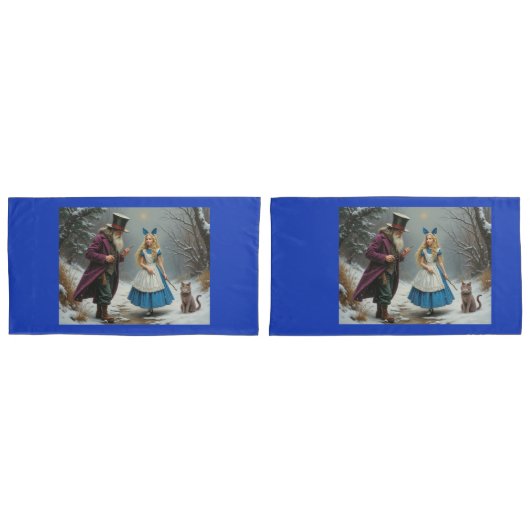 Winter Alice blauw King kussenslopen paar (Voorkant-Set)