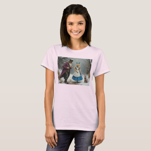 Winter Alice dames roze T-shirt (Voorkant volledig)