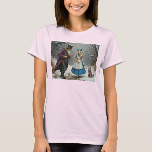 Winter Alice dames roze T-shirt (Voorkant)