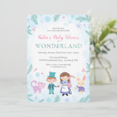 Winter Alice in Wonderland Baby shower Invitation Kaart (Staand voorkant)