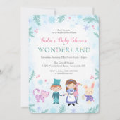 Winter Alice in Wonderland Baby shower Invitation Kaart (Voorkant)