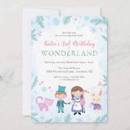 Winter Alice in Wonderland Girls Birthday Kaart