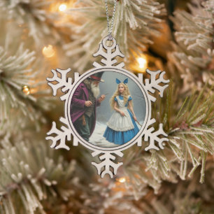 Winter Alice pewter sneeuwvlok ornament