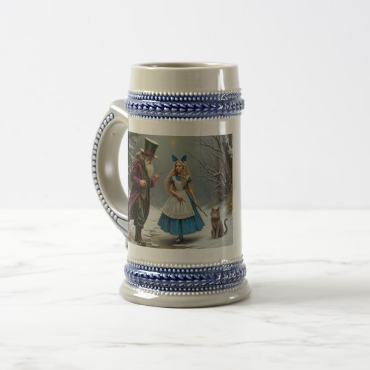 Winter Alice rechterhand blauwe stein Bierpul (Voorkant links)