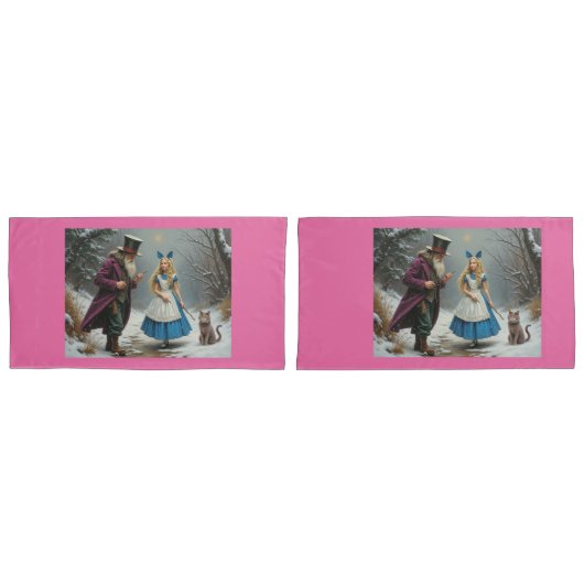 Winter Alice roze King kussenslopen paar (Voorkant-Set)